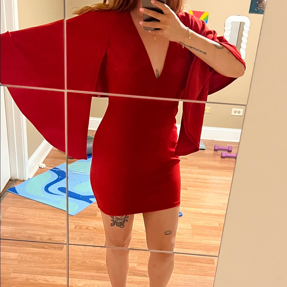 Entry Red Long Sleeve Dress
